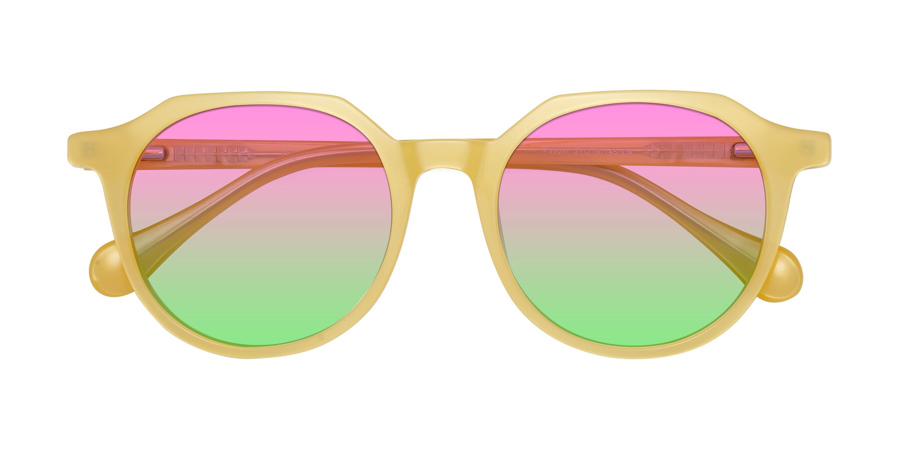 Folded Front of Payper in Frosty Yellow with Pink / Green Gradient Lenses