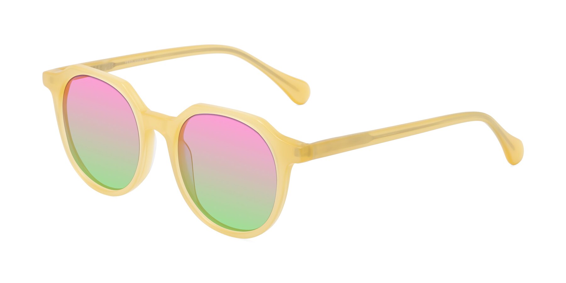 Angle of Payper in Frosty Yellow with Pink / Green Gradient Lenses