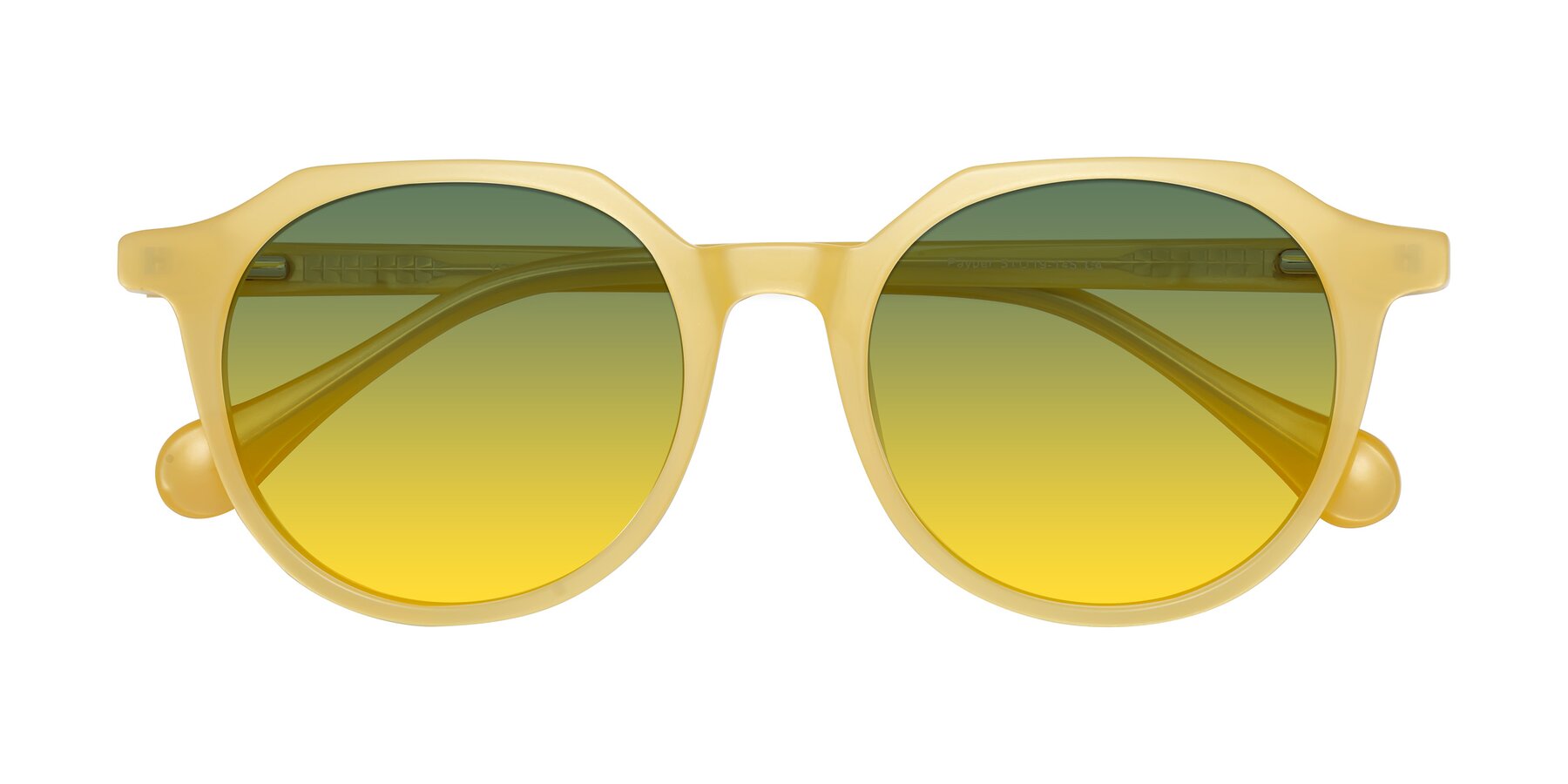 Folded Front of Payper in Frosty Yellow with Green / Yellow Gradient Lenses