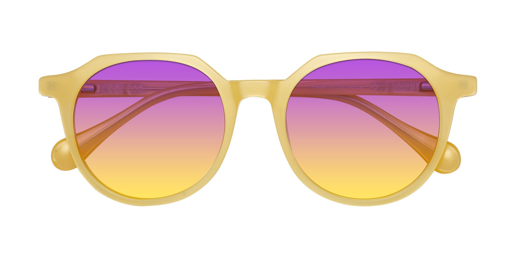 Folded Front of Payper in Frosty Yellow with Purple / Yellow Gradient Lenses