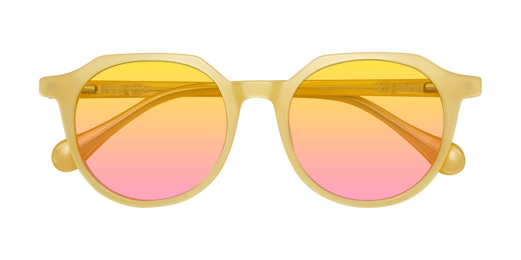 Folded Front of Payper in Frosty Yellow with Yellow / Pink Gradient Lenses