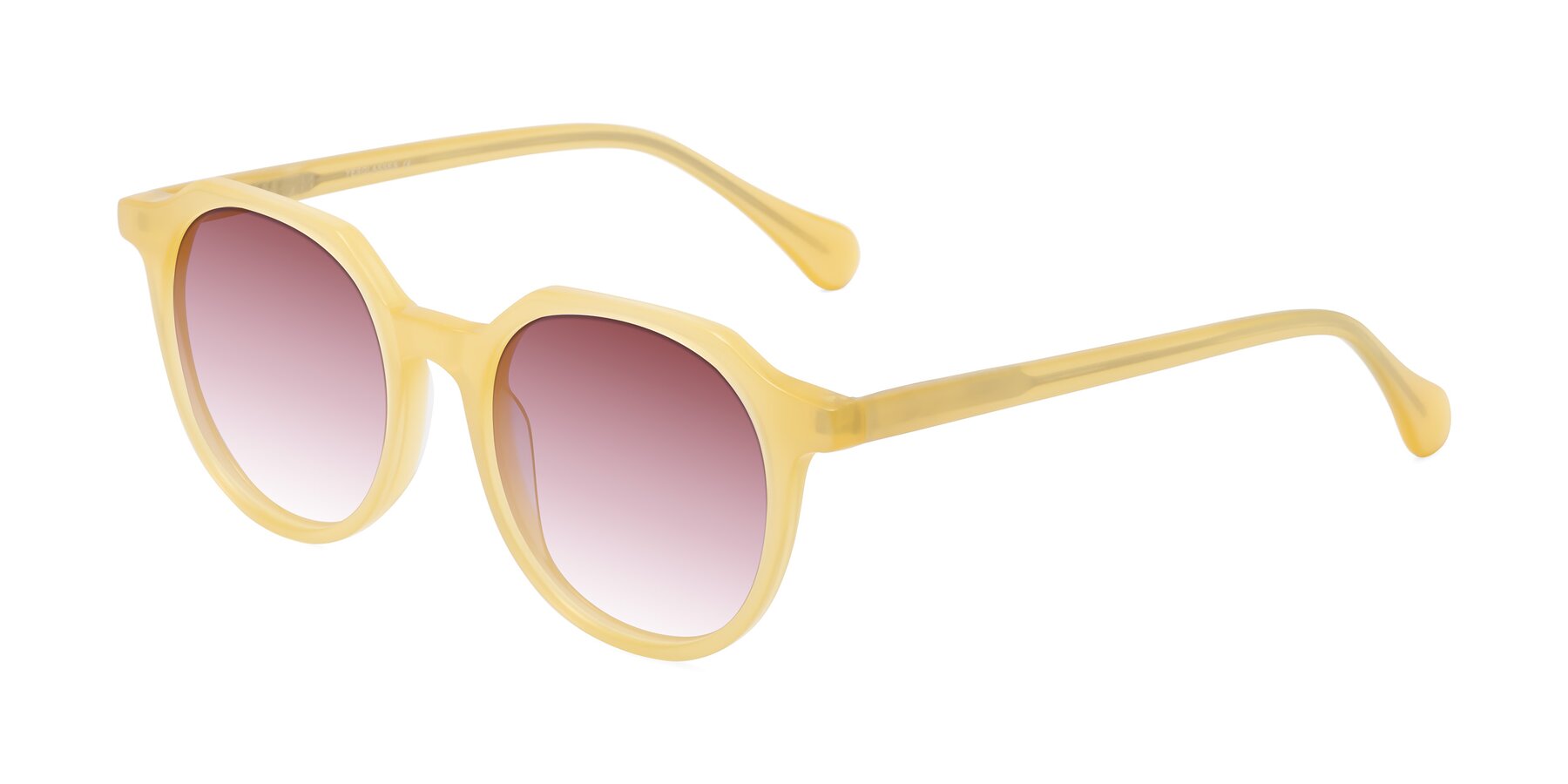 Angle of Payper in Frosty Yellow with Garnet Gradient Lenses