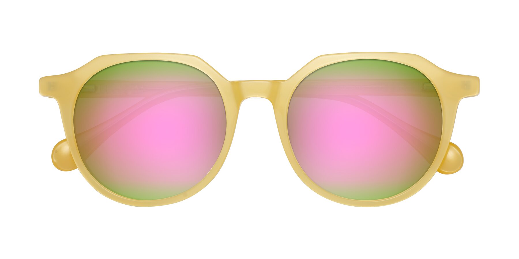 Folded Front of Payper in Frosty Yellow with Pink Mirrored Lenses