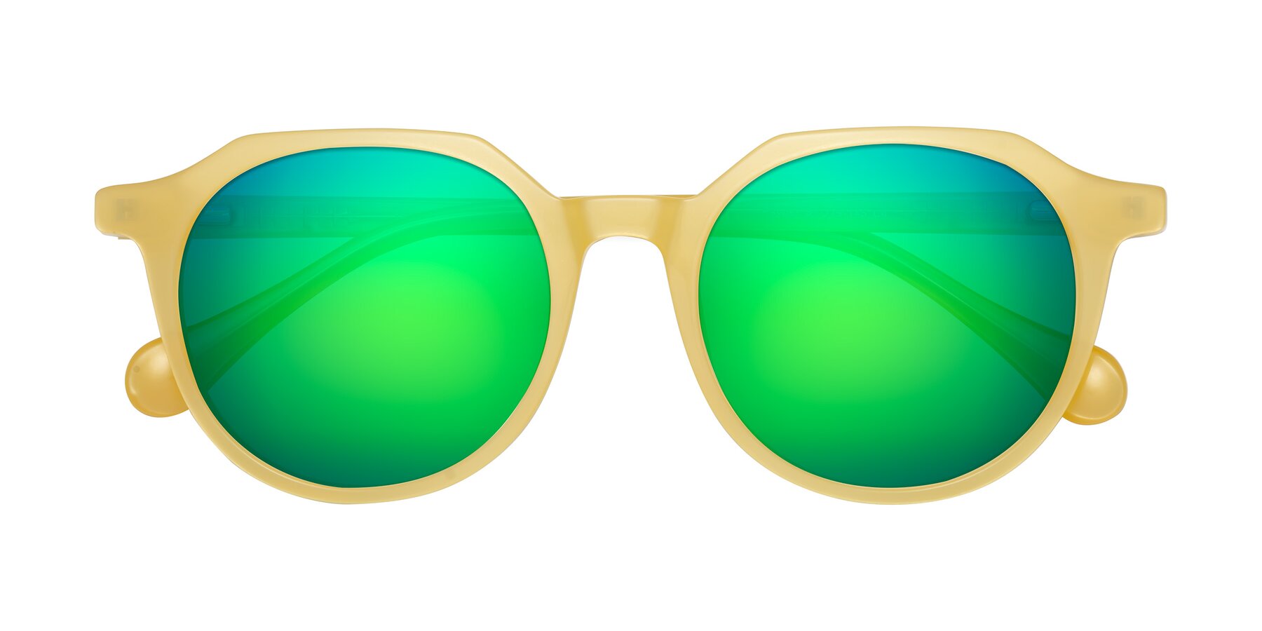 Folded Front of Payper in Frosty Yellow with Green Mirrored Lenses