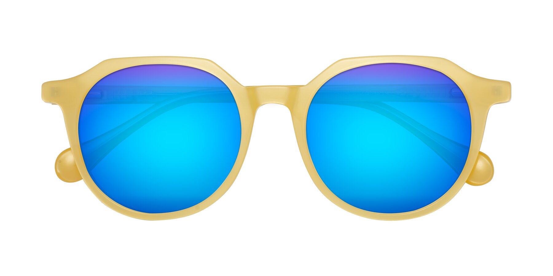 Folded Front of Payper in Frosty Yellow with Blue Mirrored Lenses