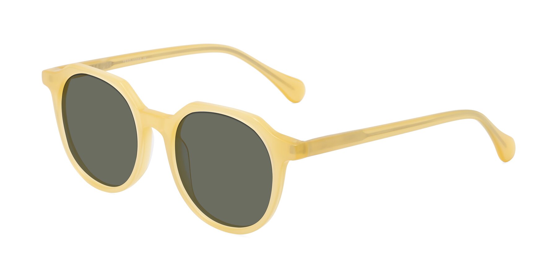 Angle of Payper in Frosty Yellow with Gray Polarized Lenses