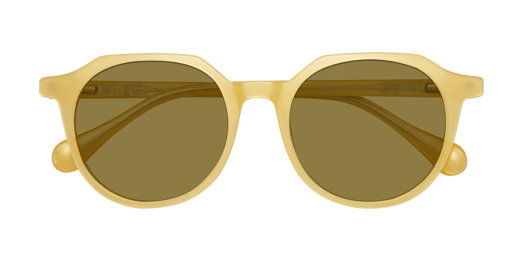 Folded Front of Payper in Frosty Yellow with Brown Polarized Lenses