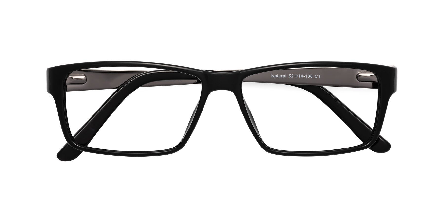 Folded Front of Natural in Black with Clear Eyeglass Lenses