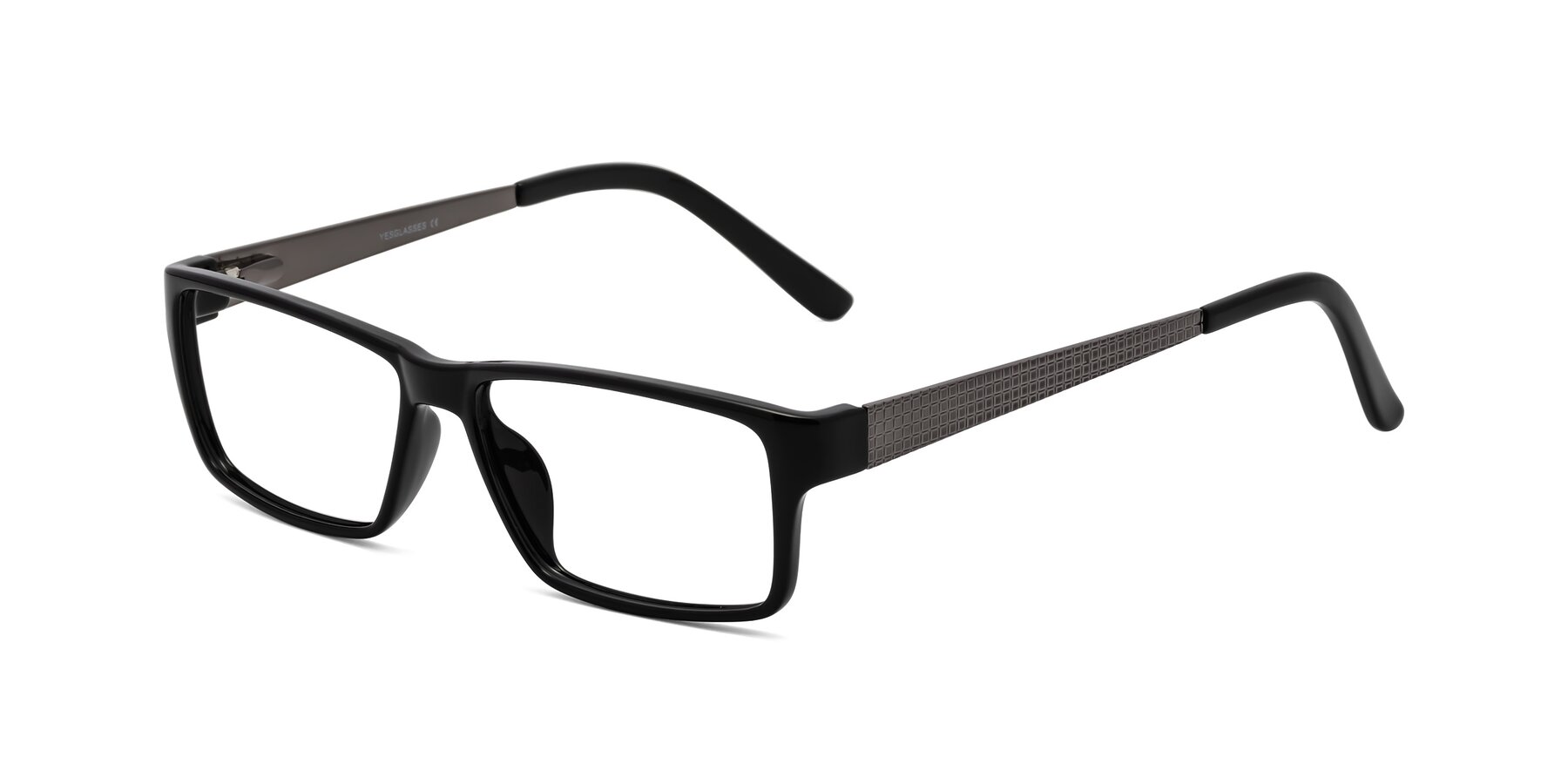 Angle of Natural in Black with Clear Eyeglass Lenses