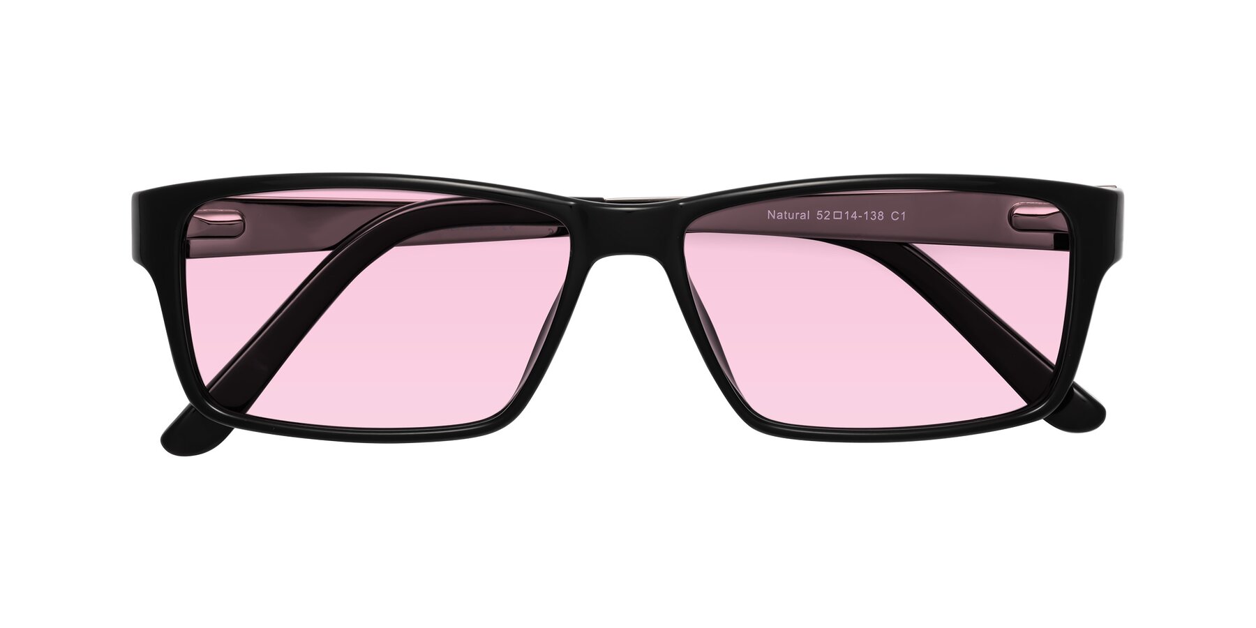 Folded Front of Natural in Black with Light Pink Tinted Lenses