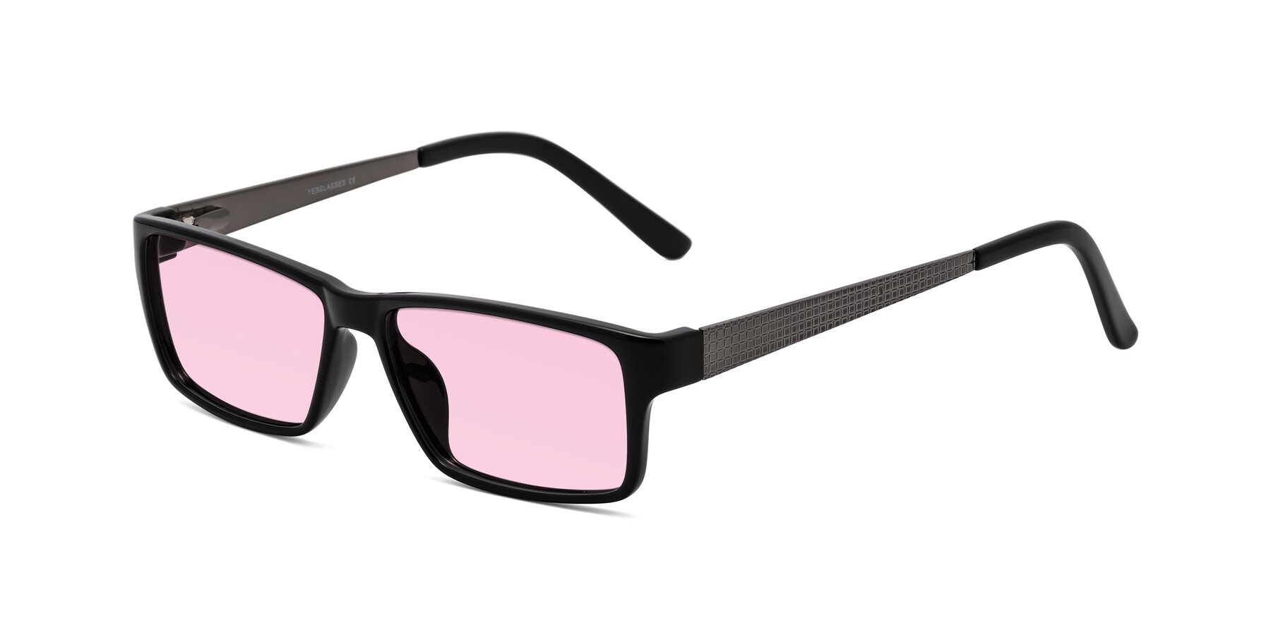 Angle of Natural in Black with Light Pink Tinted Lenses