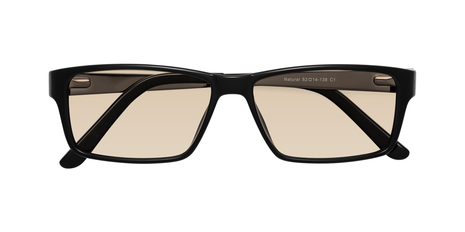 Folded Front of Natural in Black with Light Brown Tinted Lenses