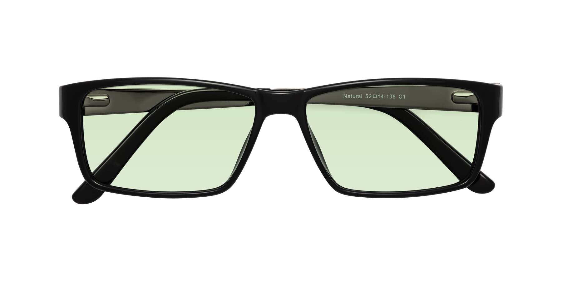 Folded Front of Natural in Black with Light Green Tinted Lenses