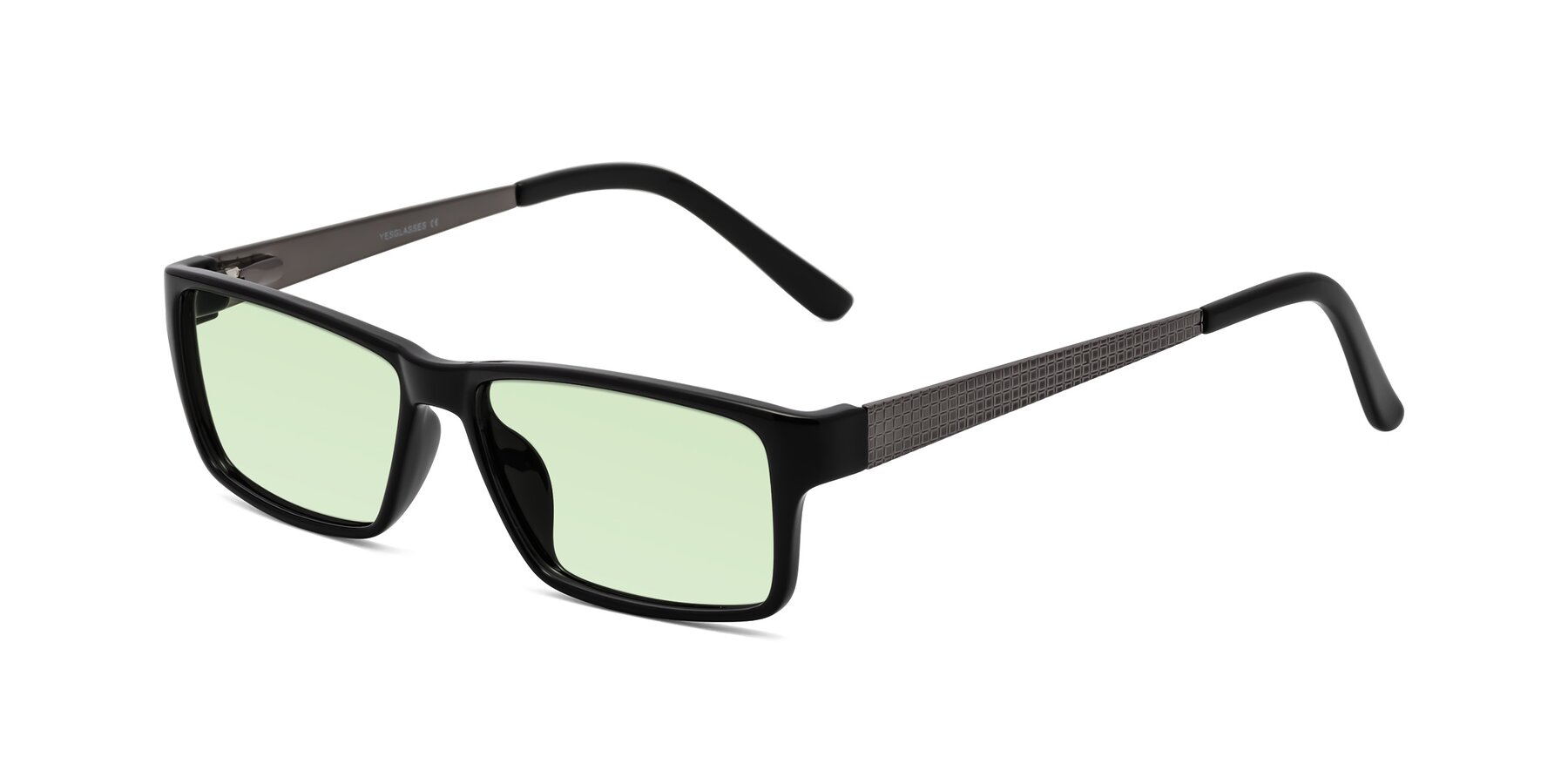 Angle of Natural in Black with Light Green Tinted Lenses