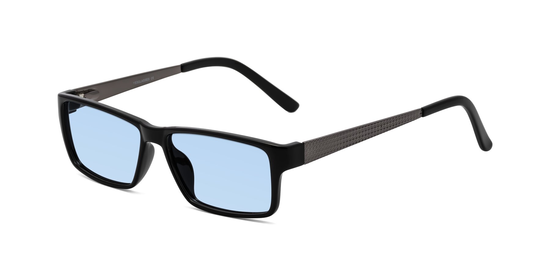 Angle of Natural in Black with Light Blue Tinted Lenses