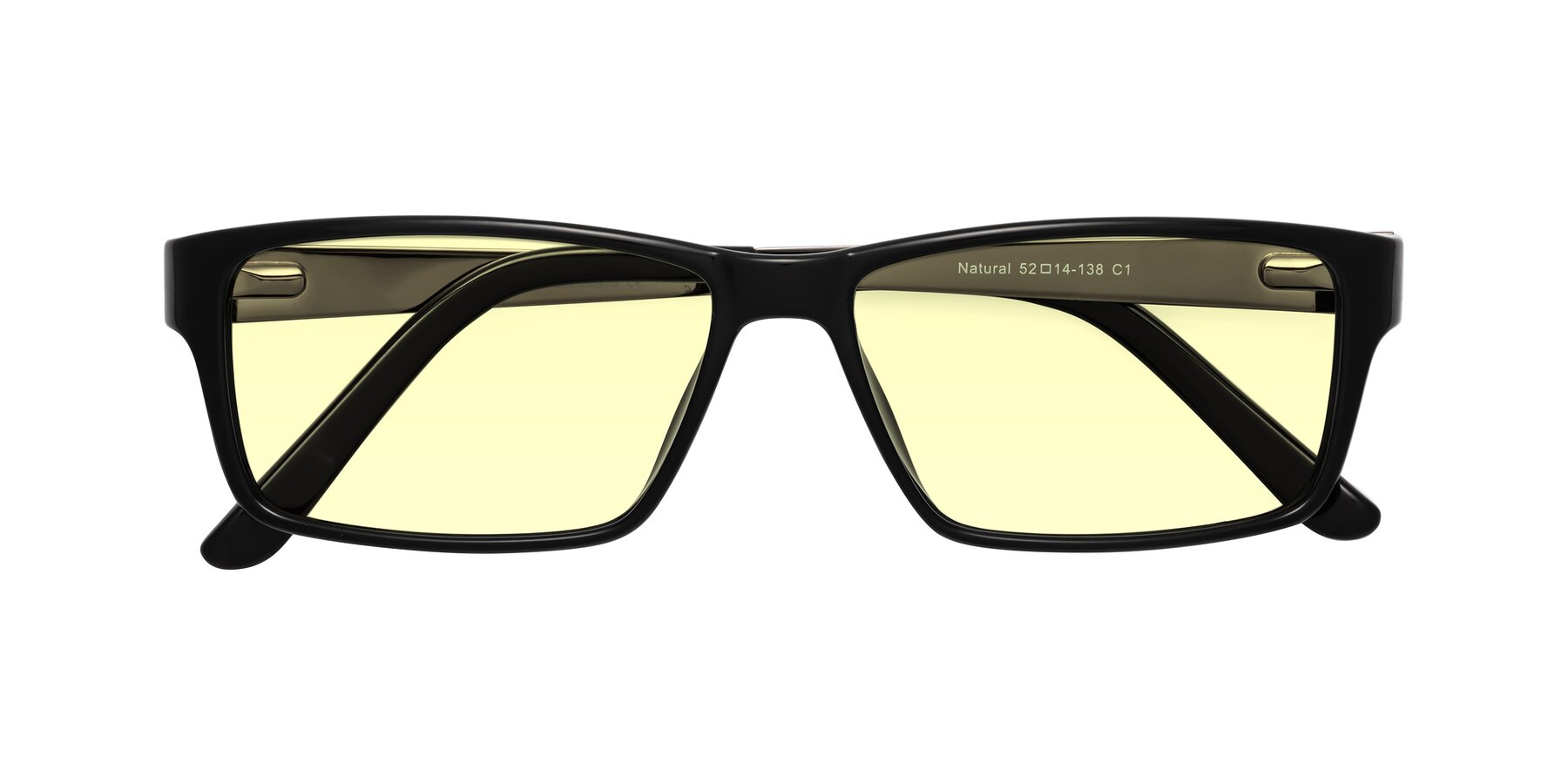 Folded Front of Natural in Black with Light Yellow Tinted Lenses