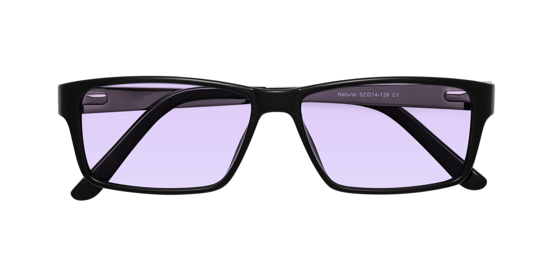 Folded Front of Natural in Black with Light Purple Tinted Lenses