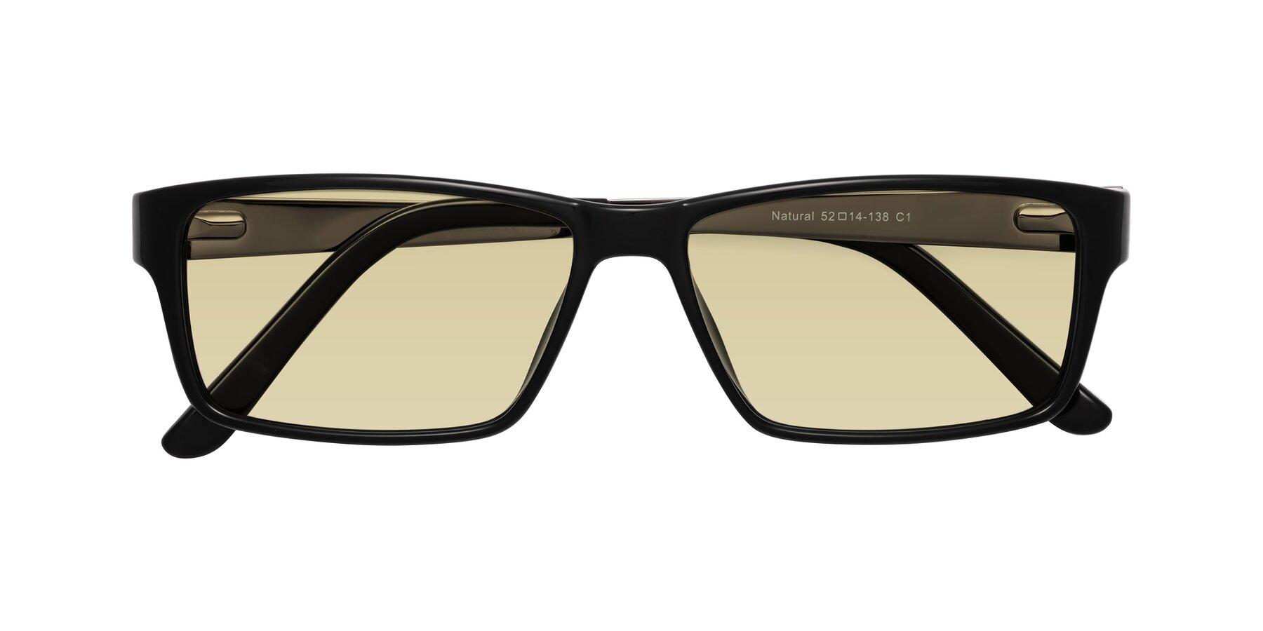 Folded Front of Natural in Black with Light Champagne Tinted Lenses