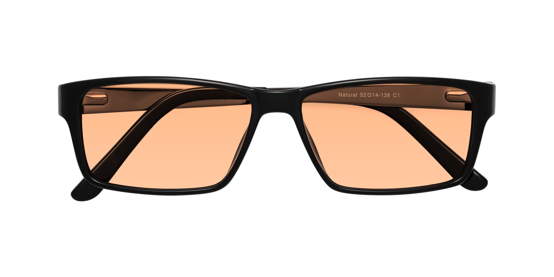 Folded Front of Natural in Black with Light Orange Tinted Lenses