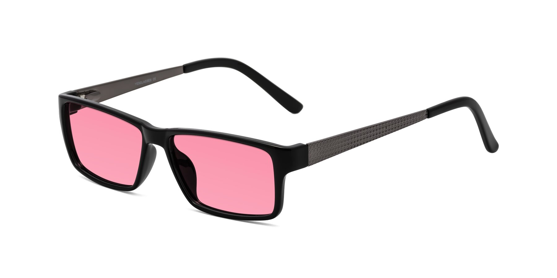 Angle of Natural in Black with Pink Tinted Lenses