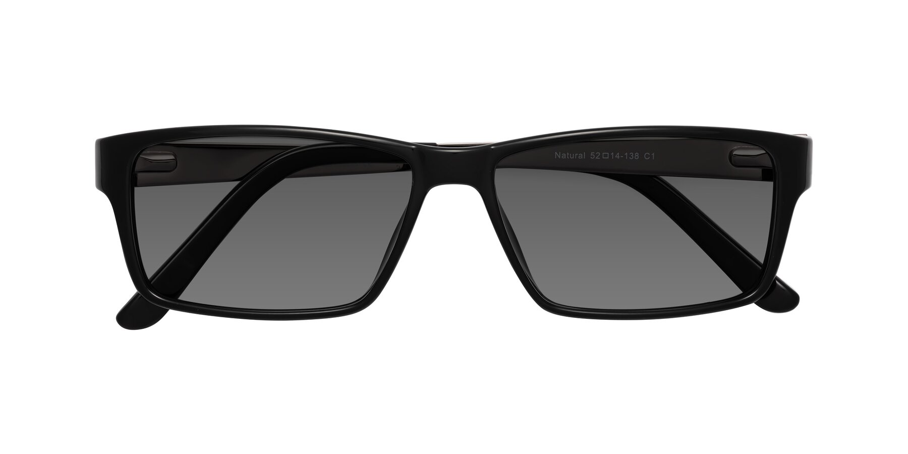 Folded Front of Natural in Black with Medium Gray Tinted Lenses