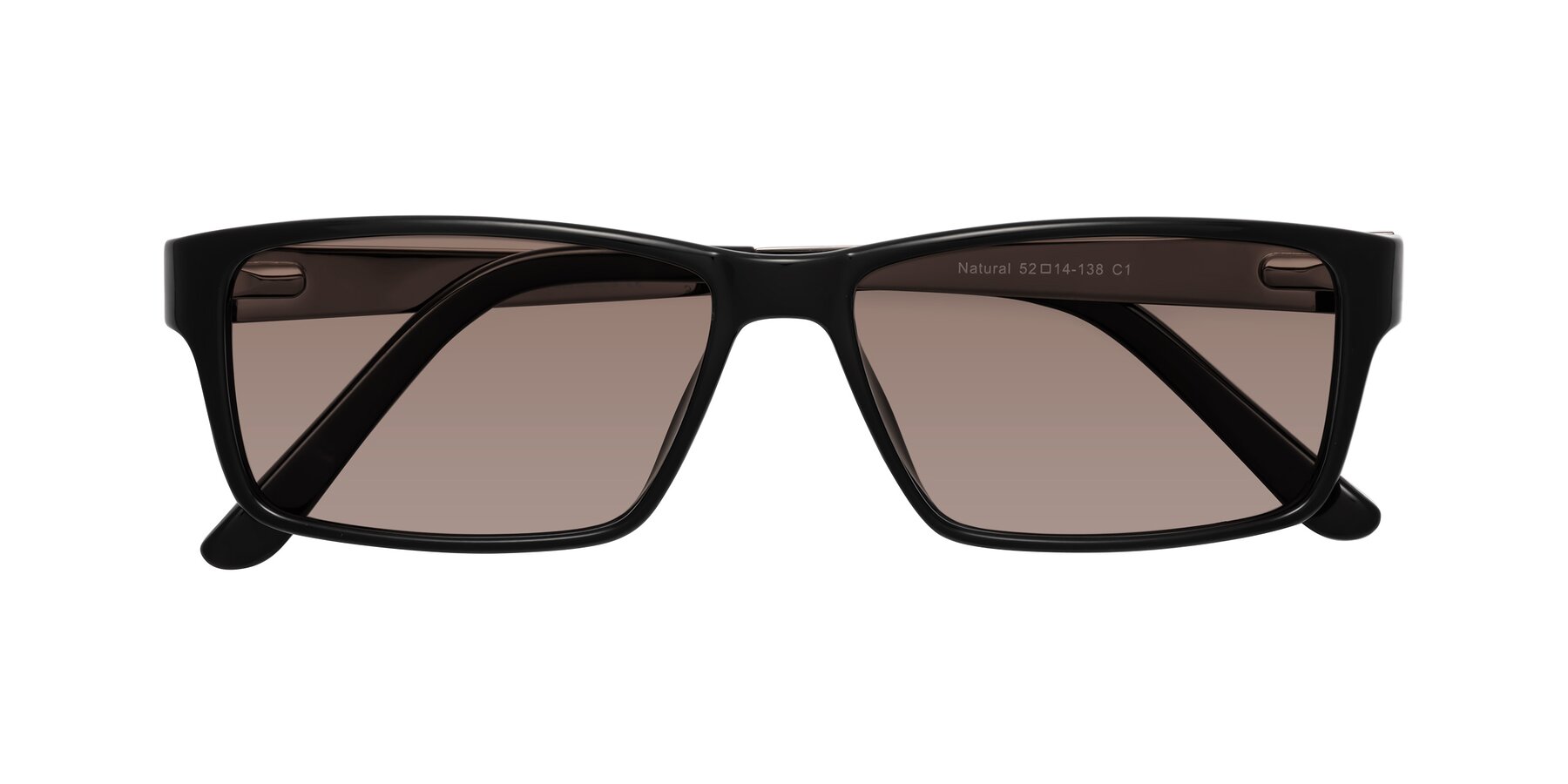 Folded Front of Natural in Black with Medium Brown Tinted Lenses