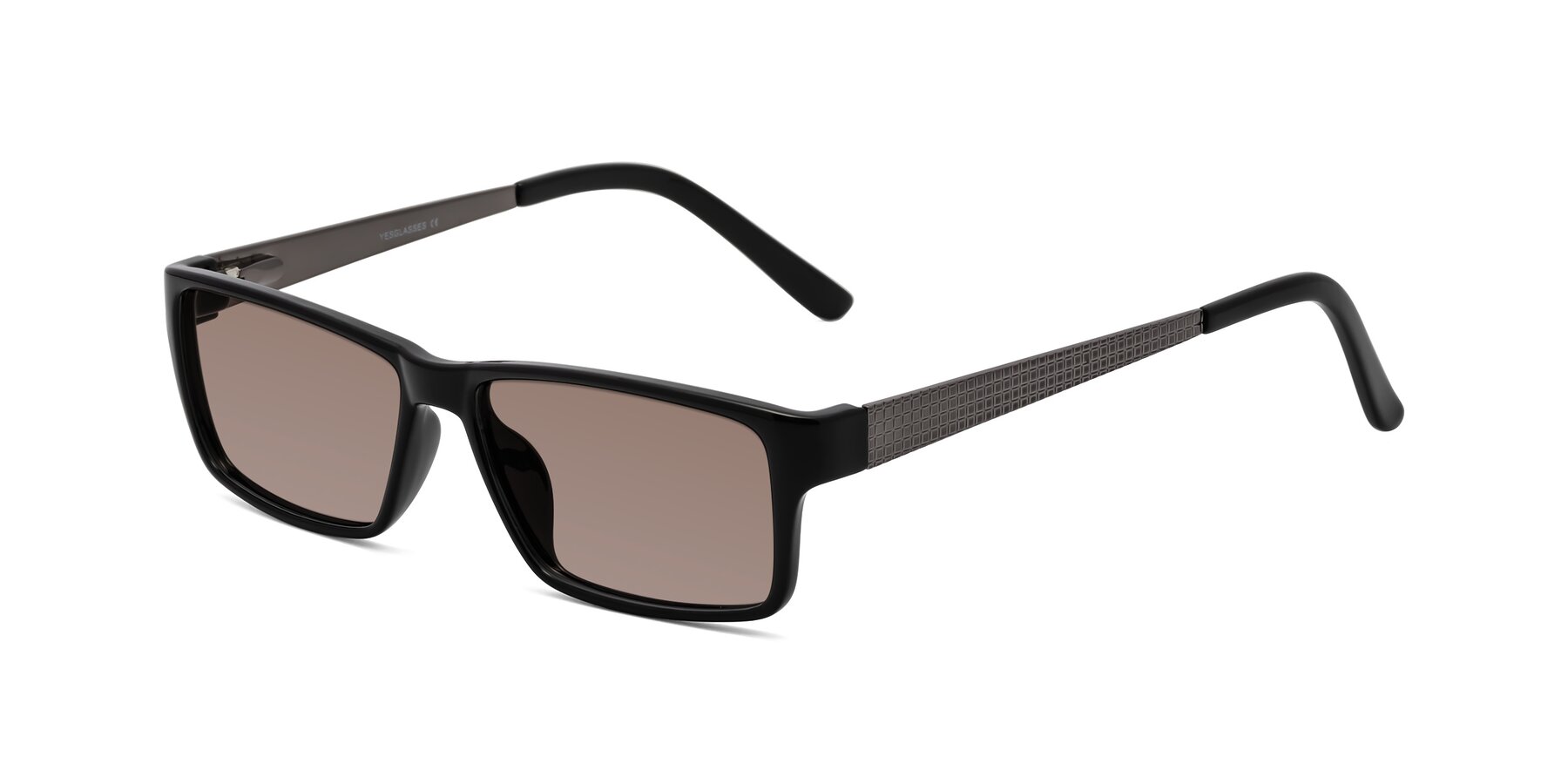 Angle of Natural in Black with Medium Brown Tinted Lenses