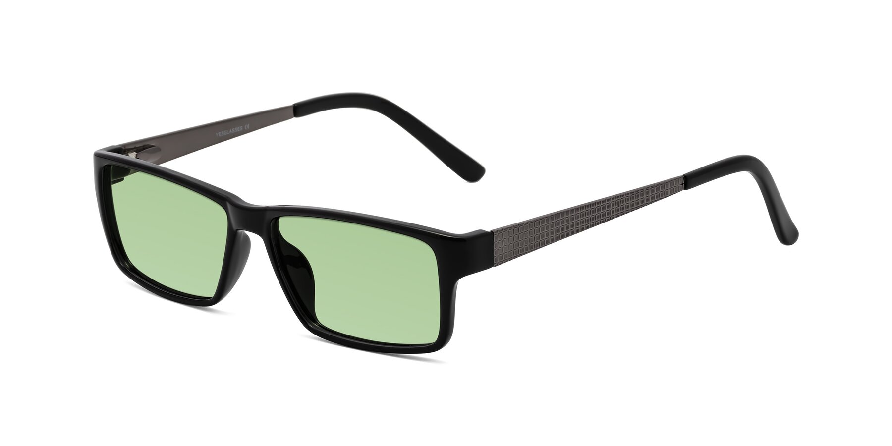 Angle of Natural in Black with Medium Green Tinted Lenses