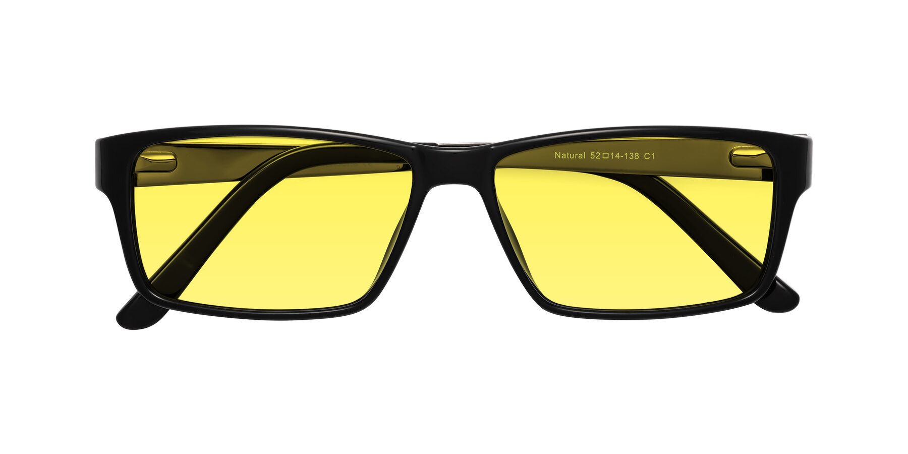 Folded Front of Natural in Black with Medium Yellow Tinted Lenses