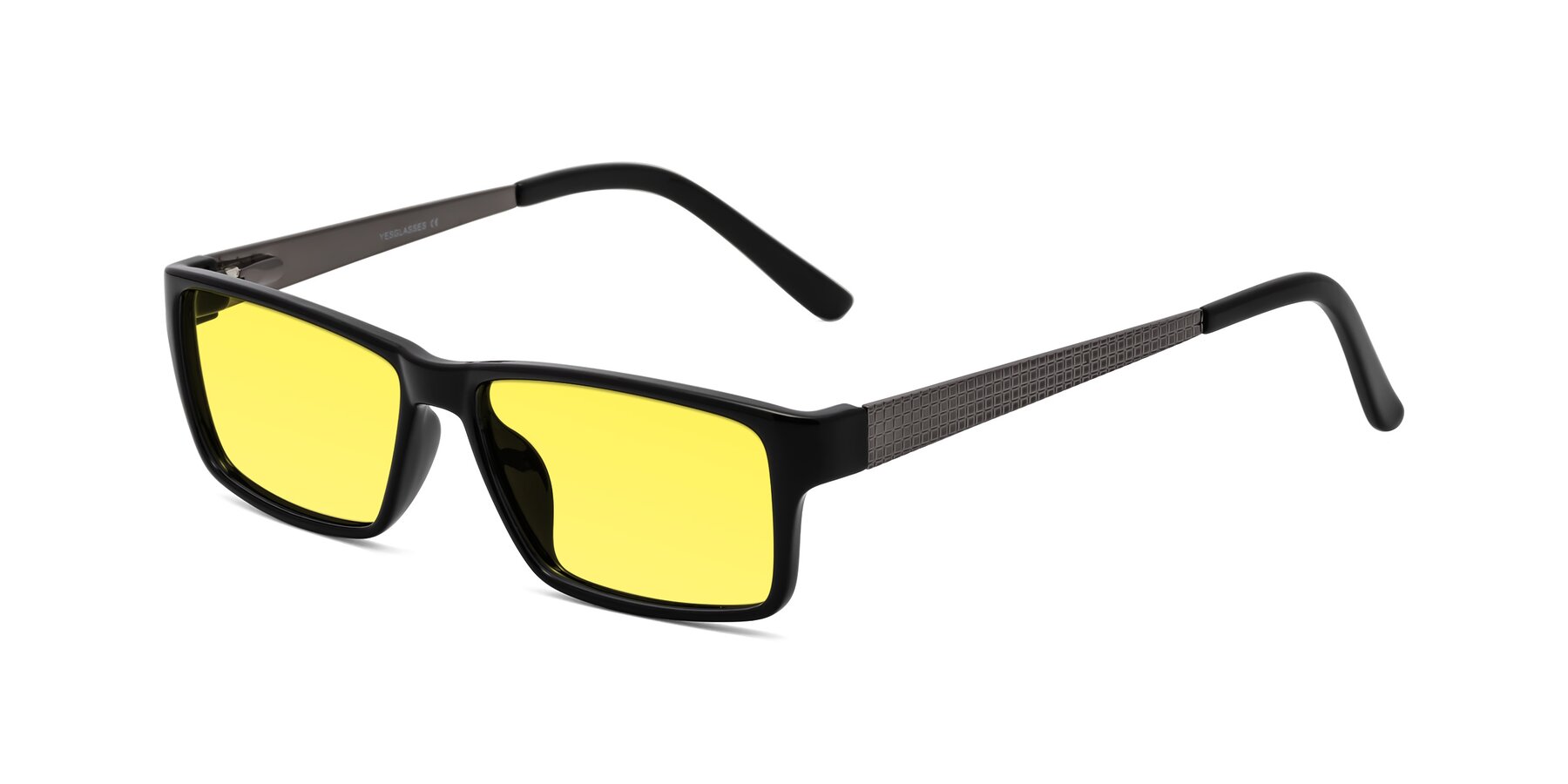 Angle of Natural in Black with Medium Yellow Tinted Lenses