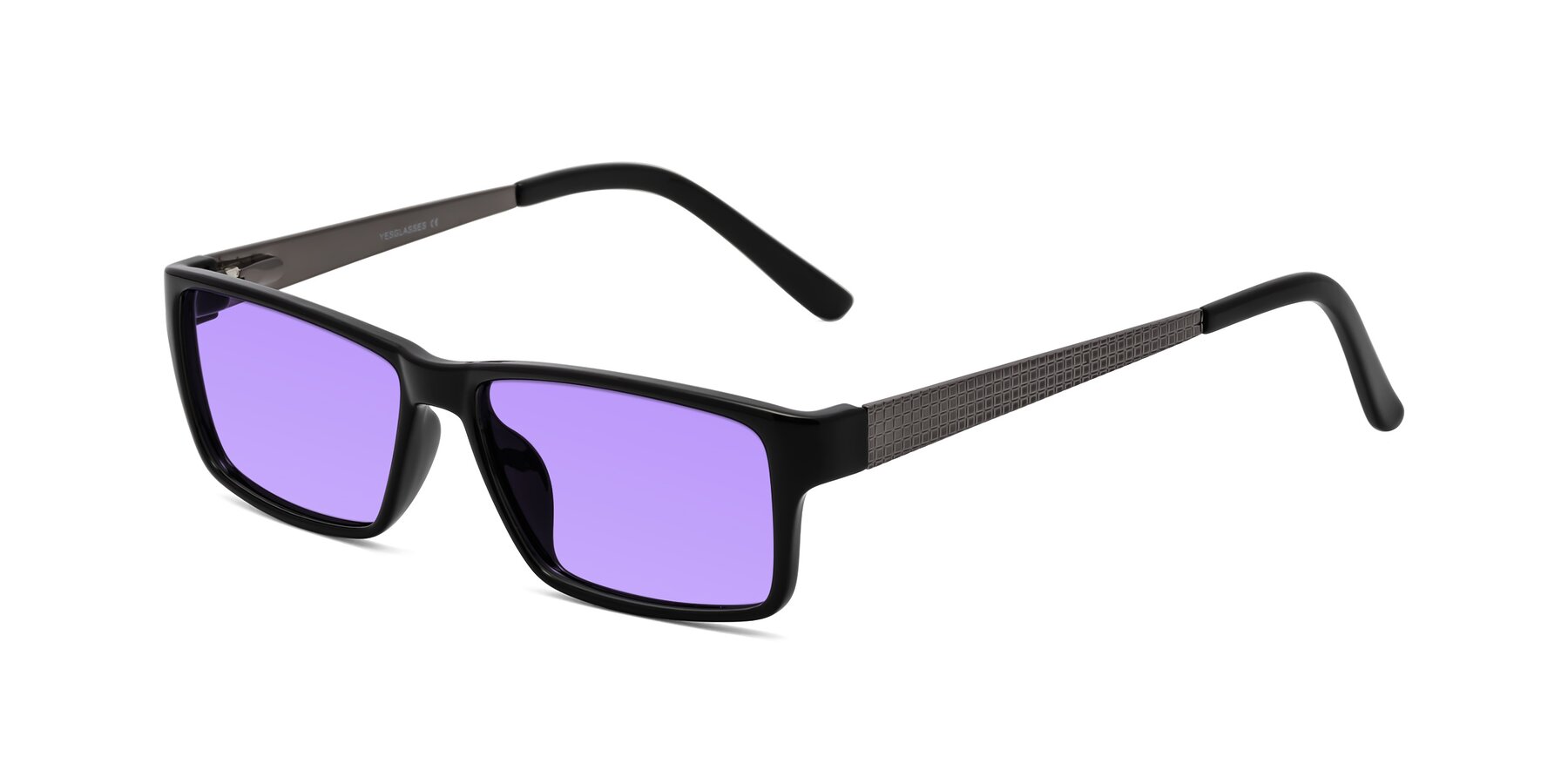 Angle of Natural in Black with Medium Purple Tinted Lenses