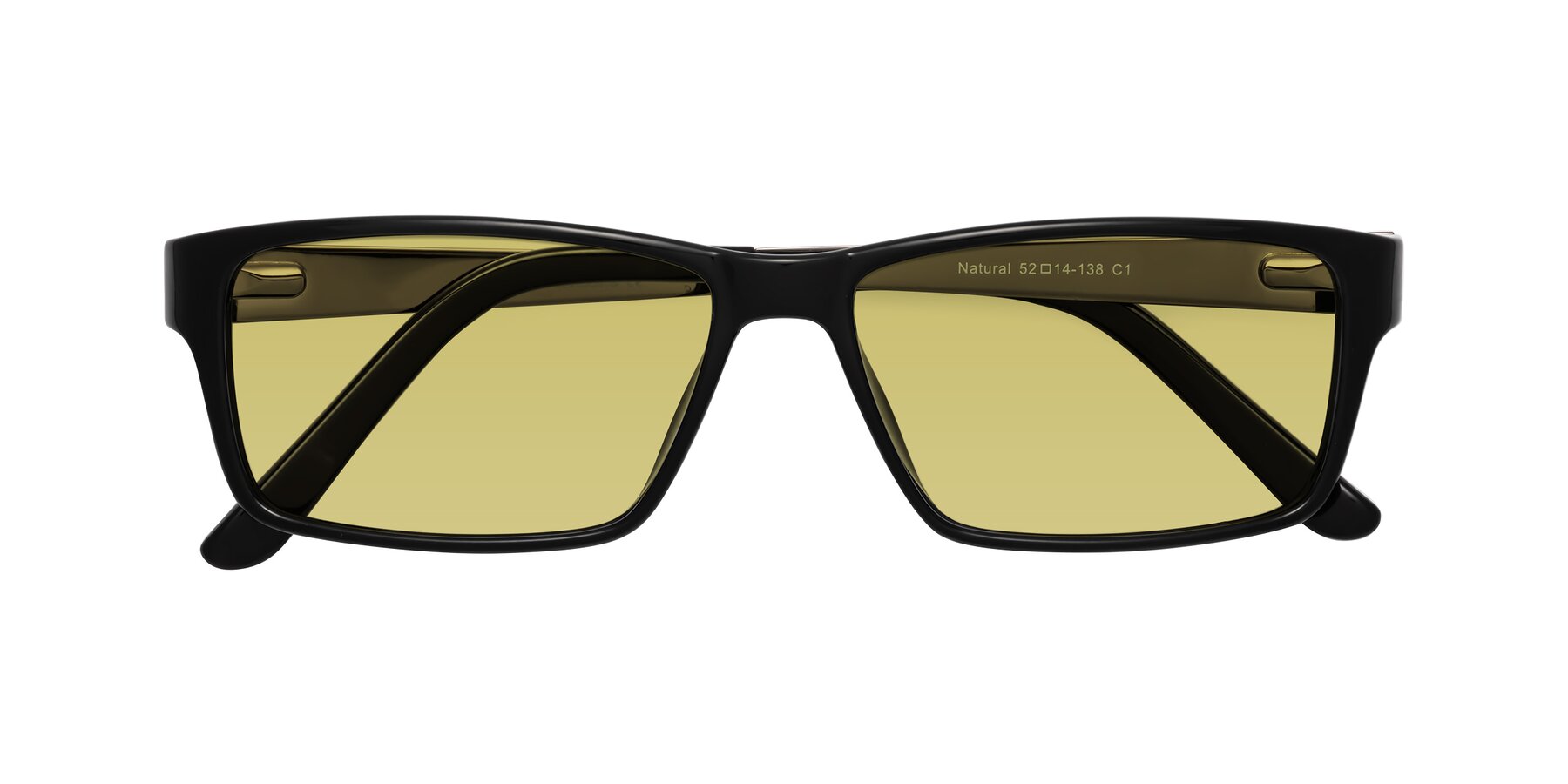 Folded Front of Natural in Black with Medium Champagne Tinted Lenses