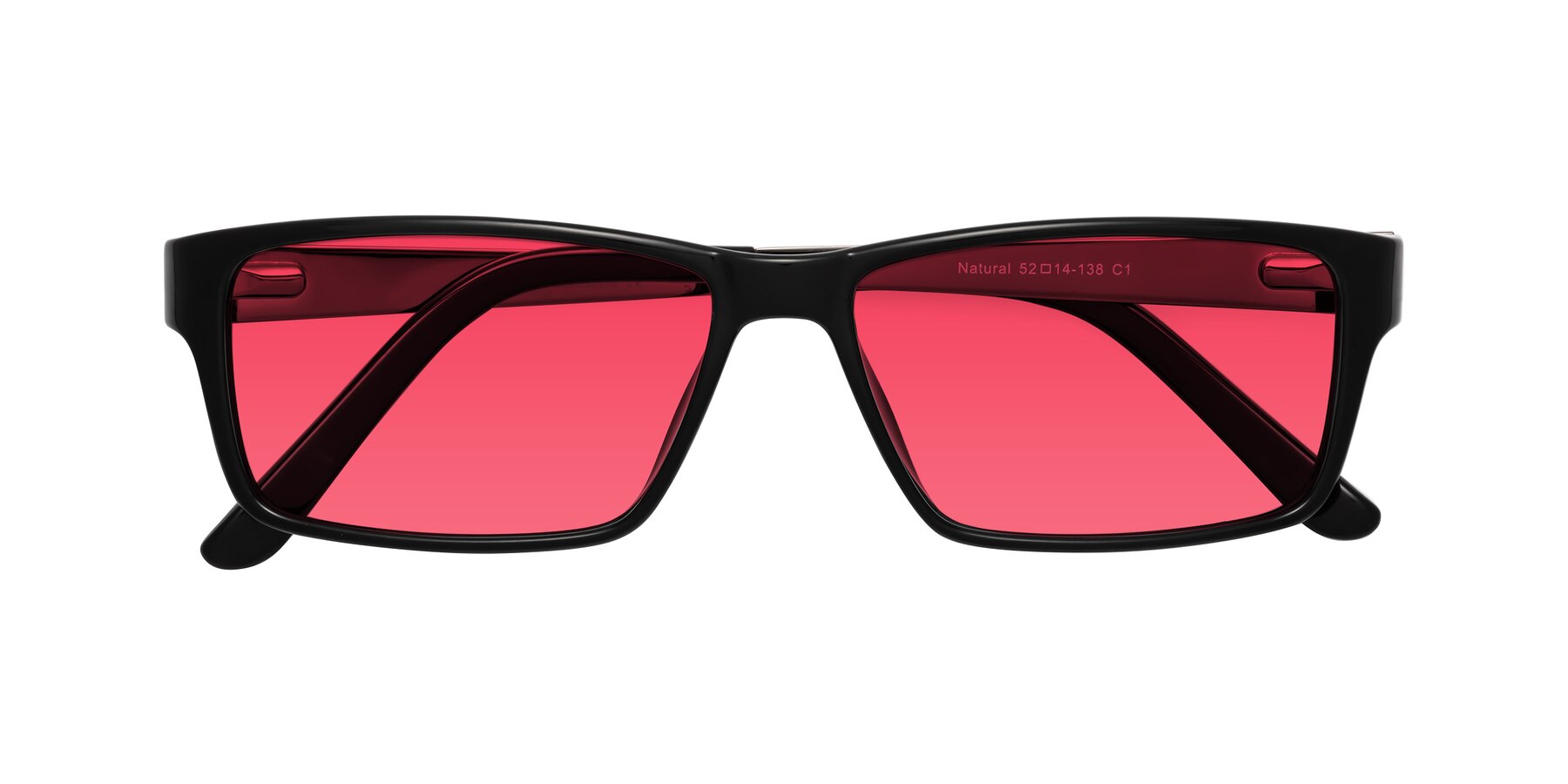 Folded Front of Natural in Black with Red Tinted Lenses