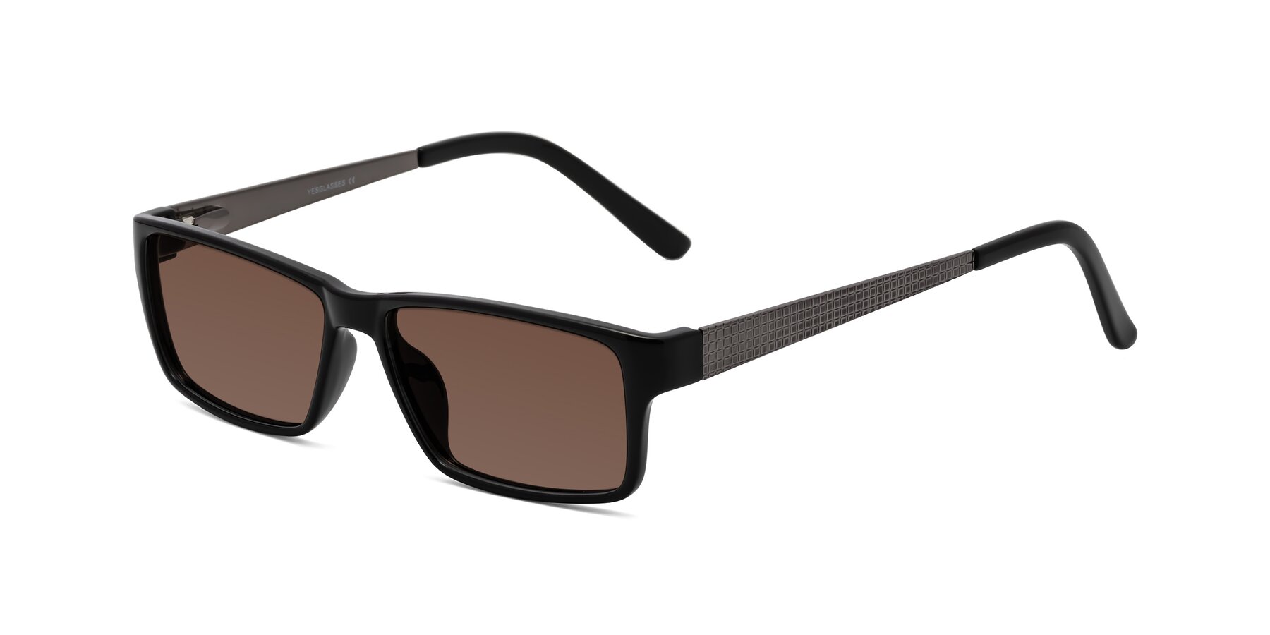 Angle of Natural in Black with Brown Tinted Lenses