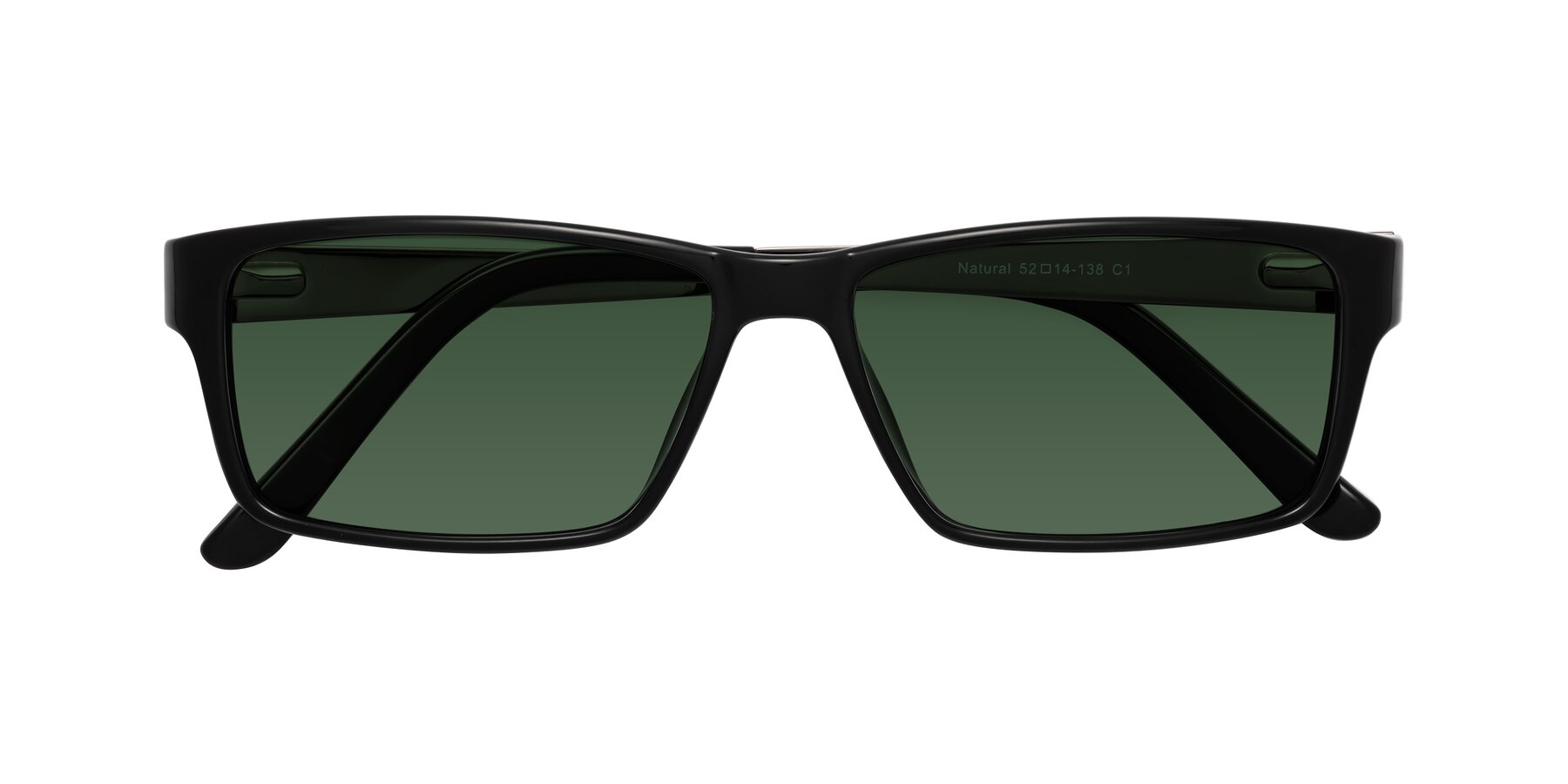 Folded Front of Natural in Black with Green Tinted Lenses