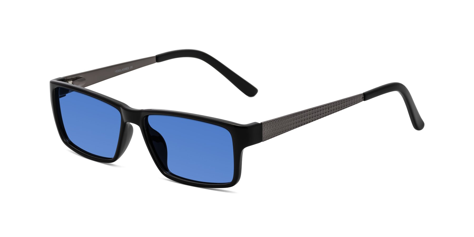 Angle of Natural in Black with Blue Tinted Lenses