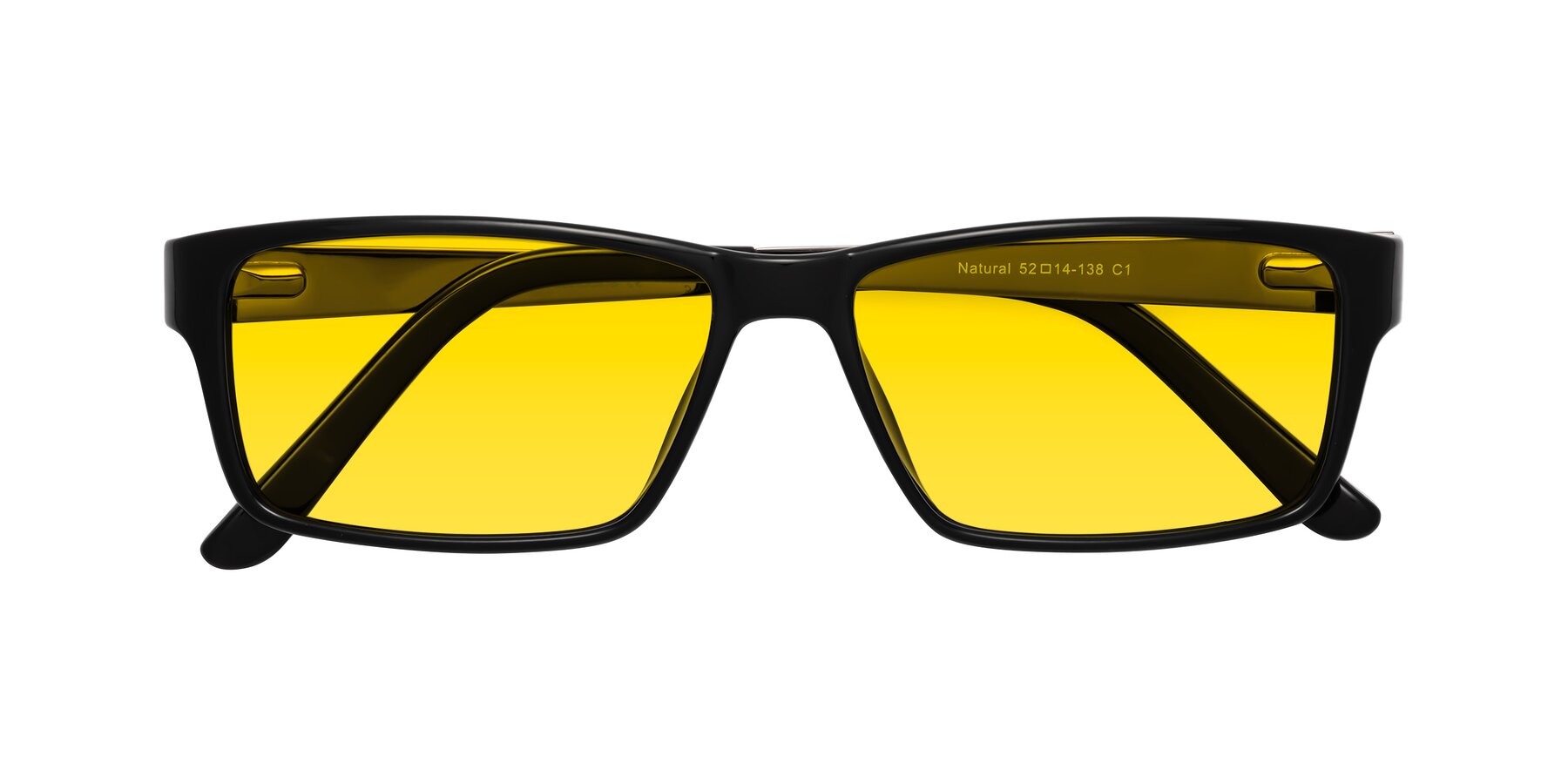 Folded Front of Natural in Black with Yellow Tinted Lenses