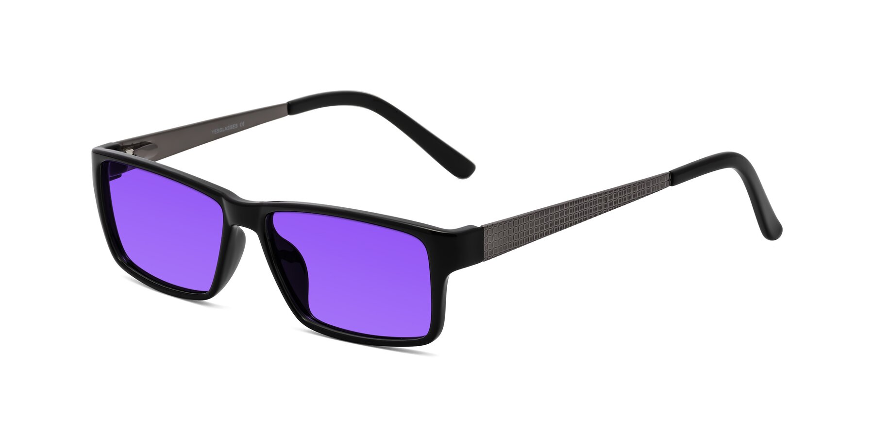 Angle of Natural in Black with Purple Tinted Lenses