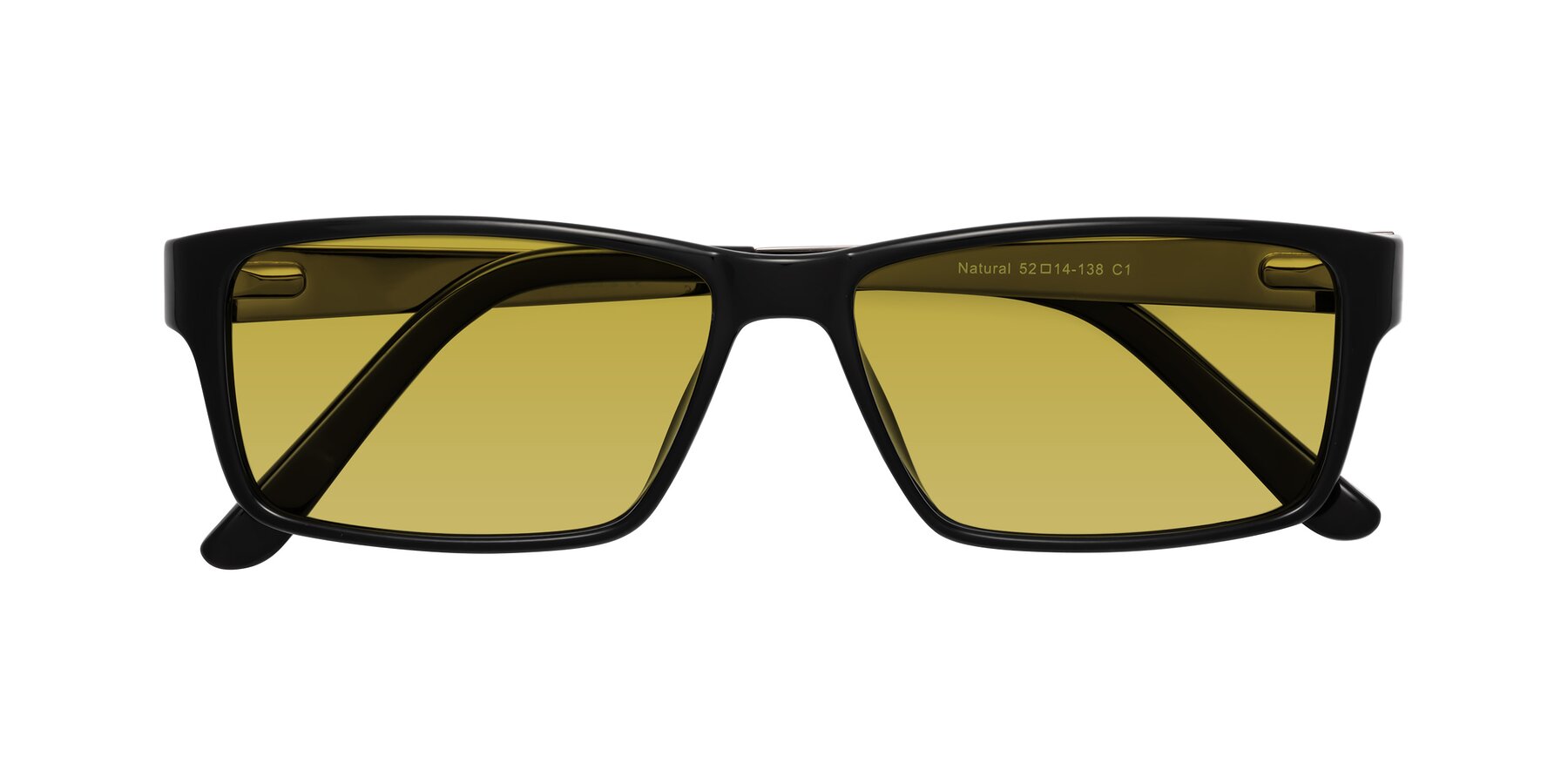 Folded Front of Natural in Black with Champagne Tinted Lenses