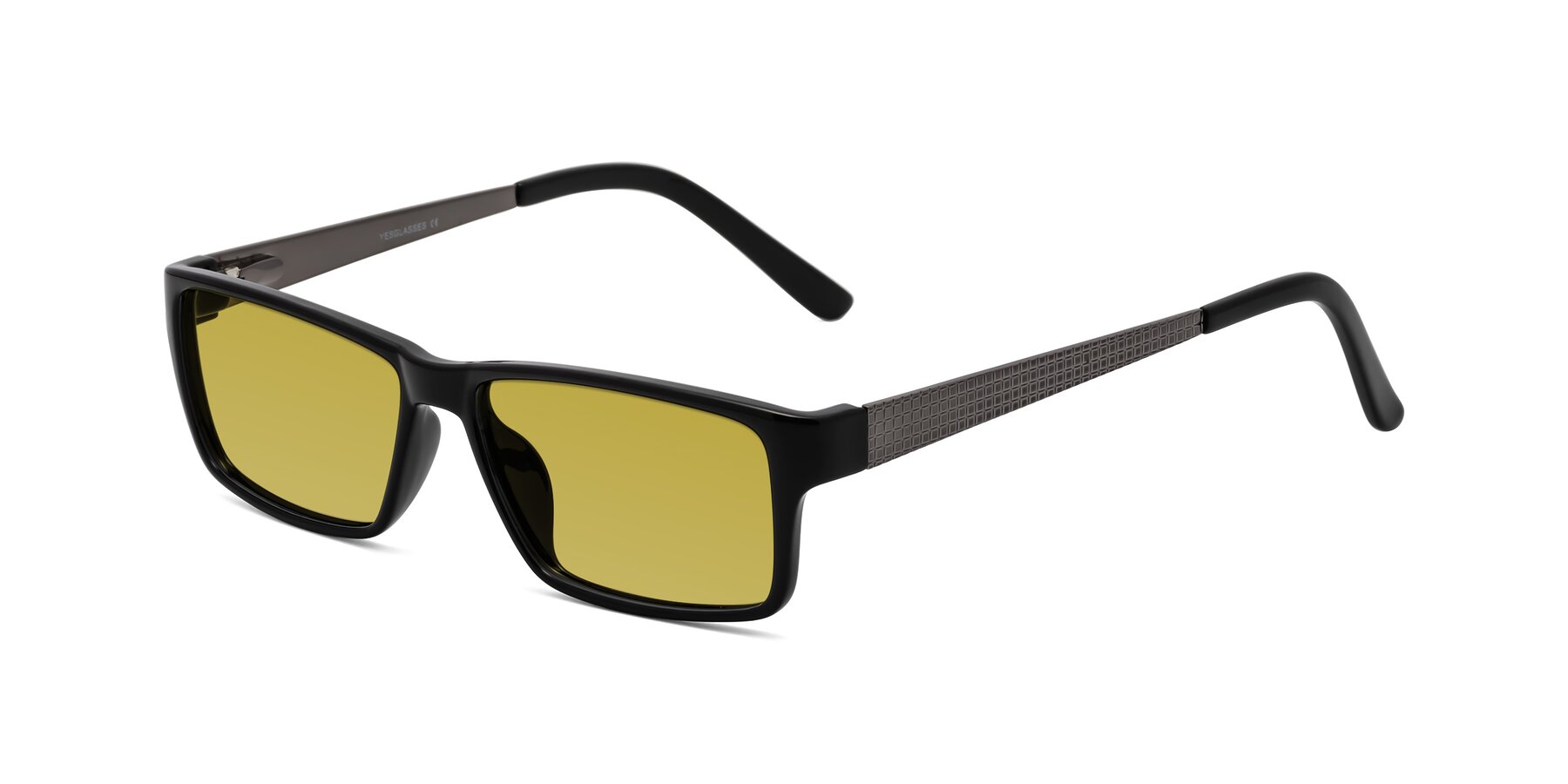 Angle of Natural in Black with Champagne Tinted Lenses