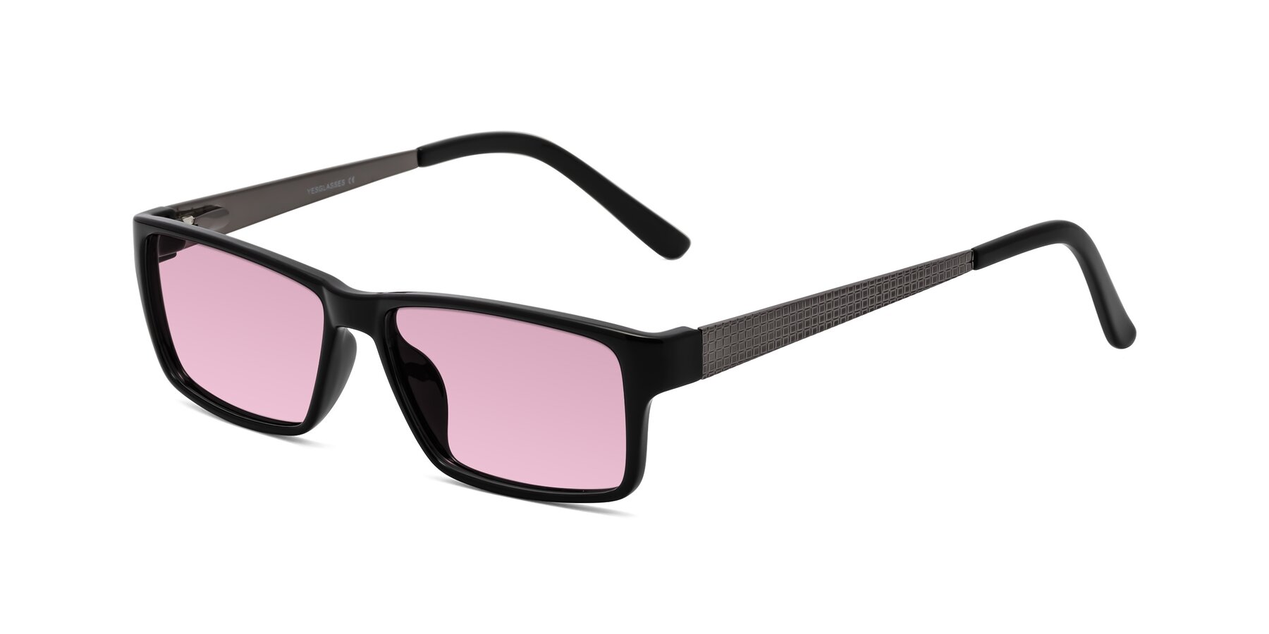 Angle of Natural in Black with Light Wine Tinted Lenses