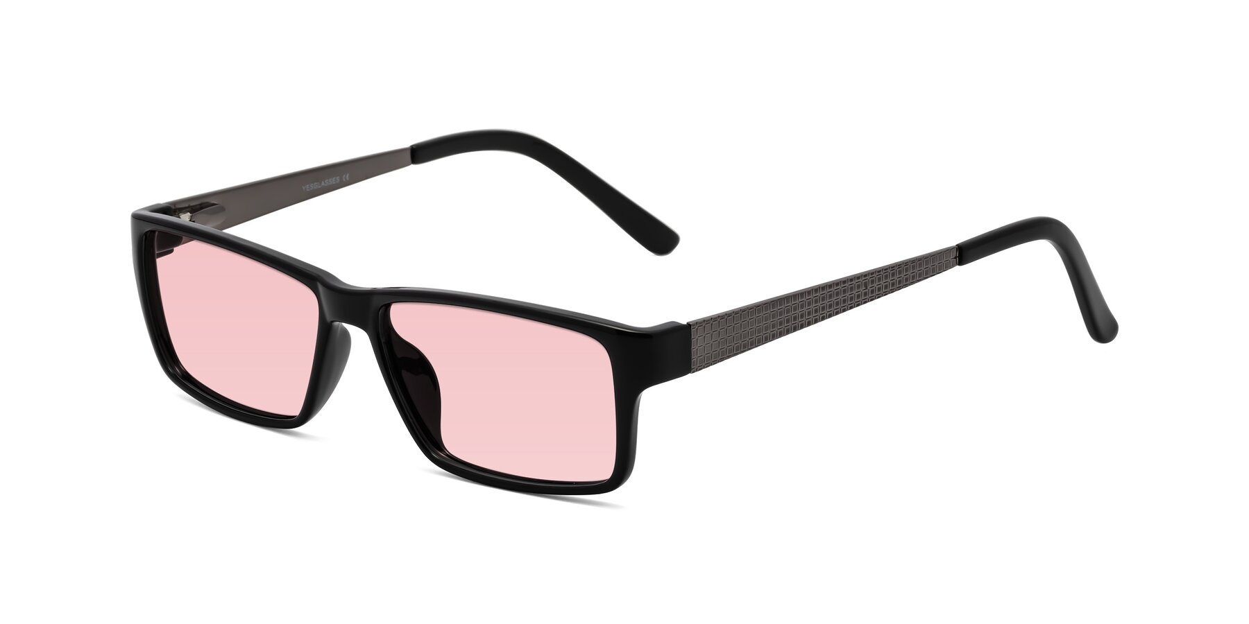 Angle of Natural in Black with Light Garnet Tinted Lenses