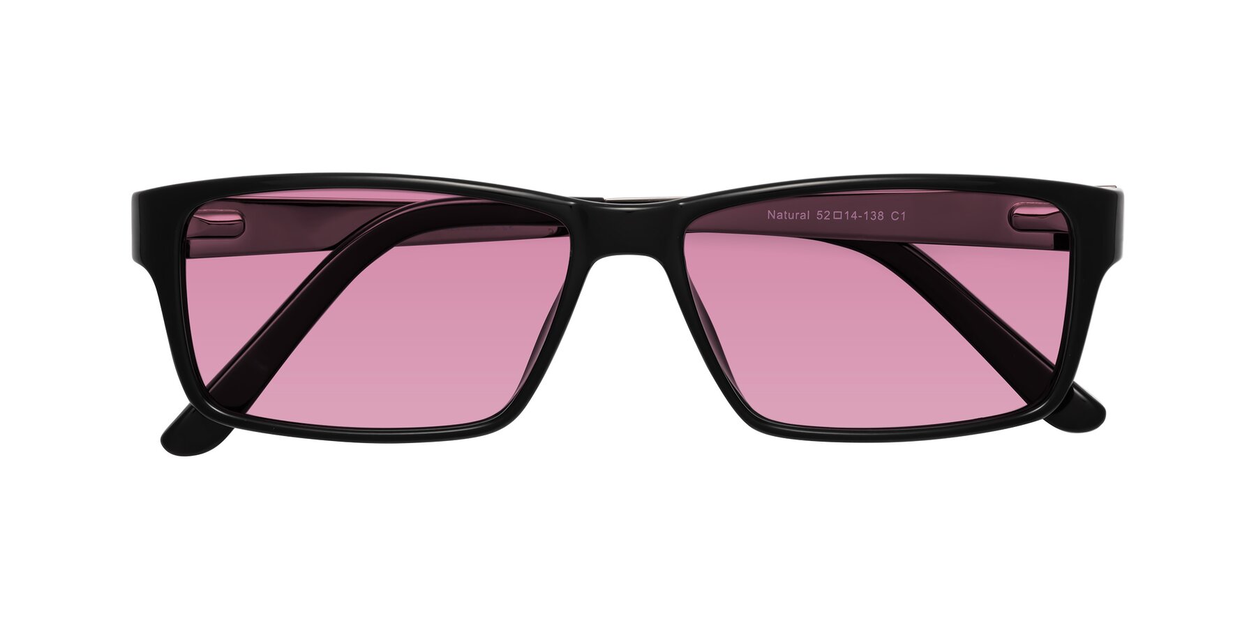 Folded Front of Natural in Black with Medium Wine Tinted Lenses