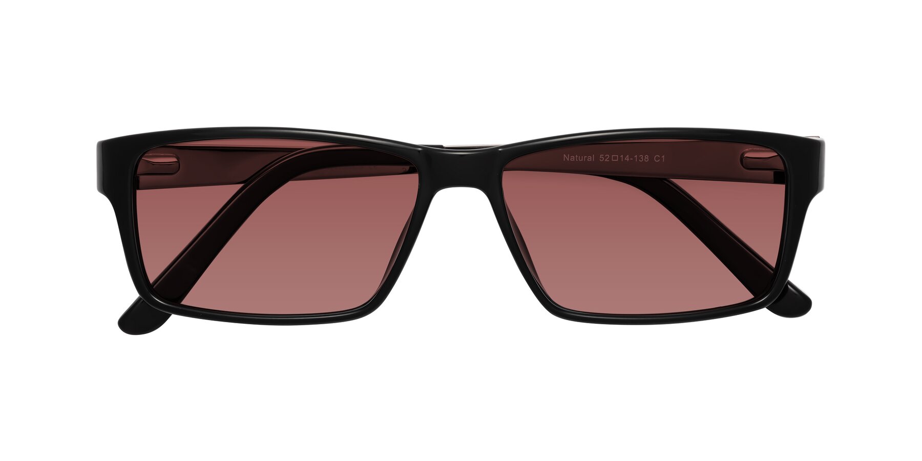 Folded Front of Natural in Black with Garnet Tinted Lenses