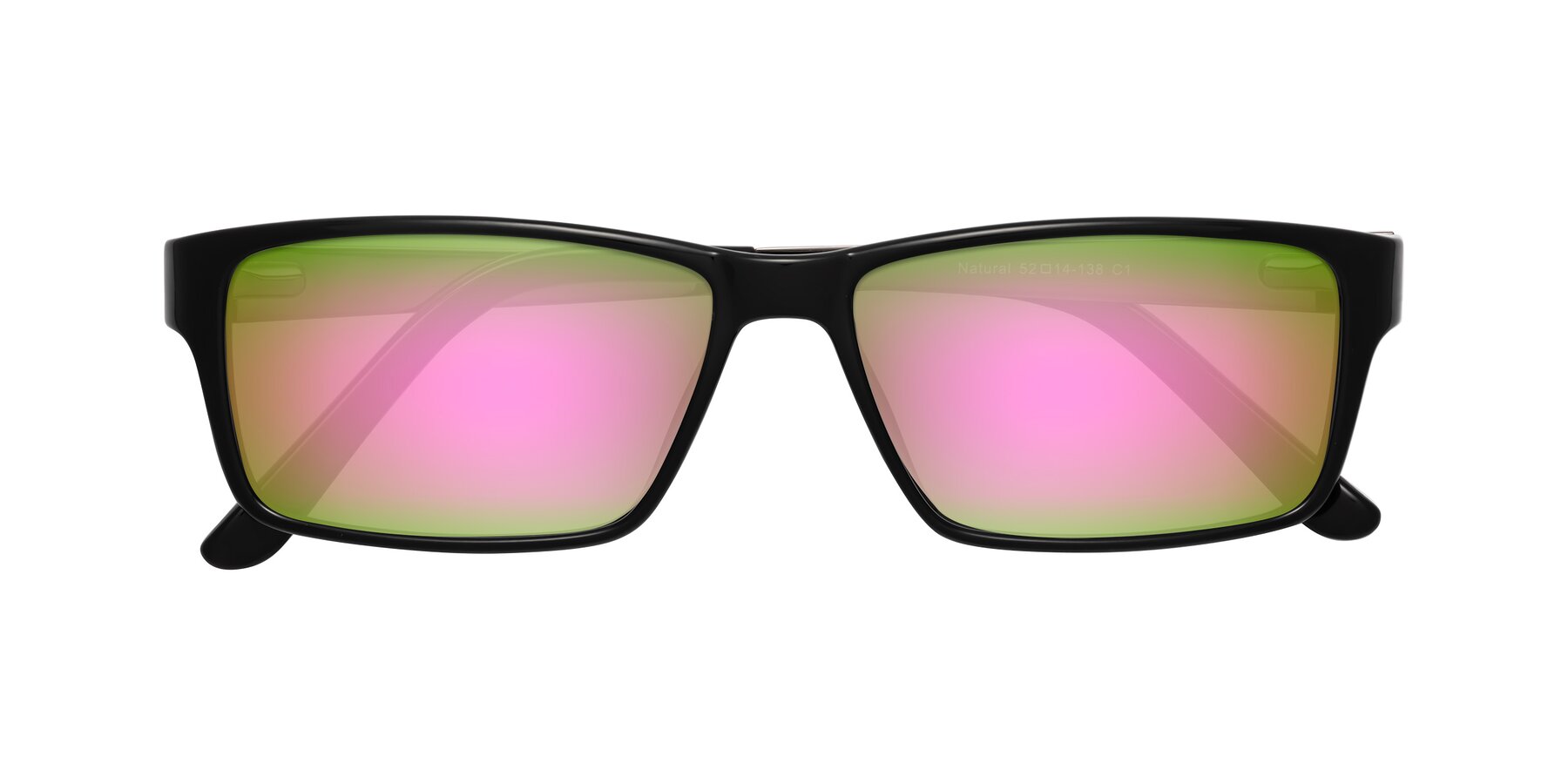 Folded Front of Natural in Black with Pink Mirrored Lenses