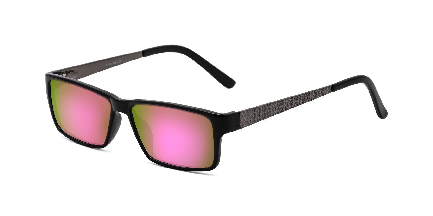 Angle of Natural in Black with Pink Mirrored Lenses