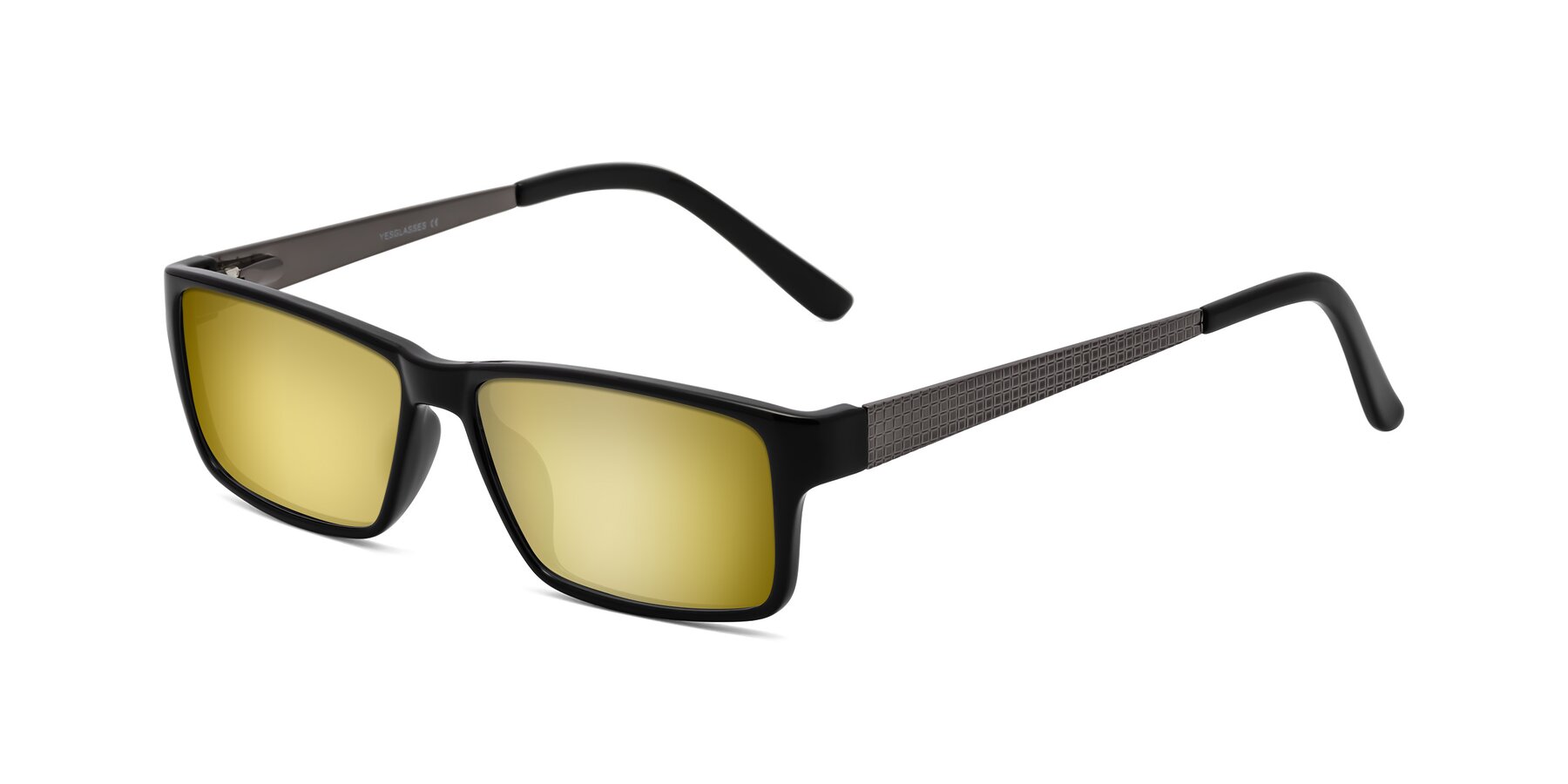 Angle of Natural in Black with Gold Mirrored Lenses