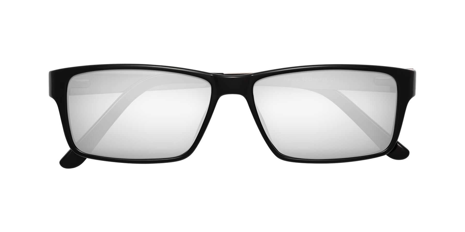 Folded Front of Natural in Black with Silver Mirrored Lenses