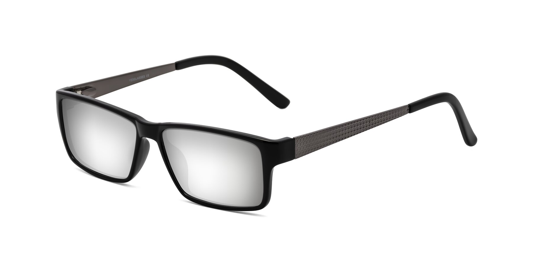 Angle of Natural in Black with Silver Mirrored Lenses