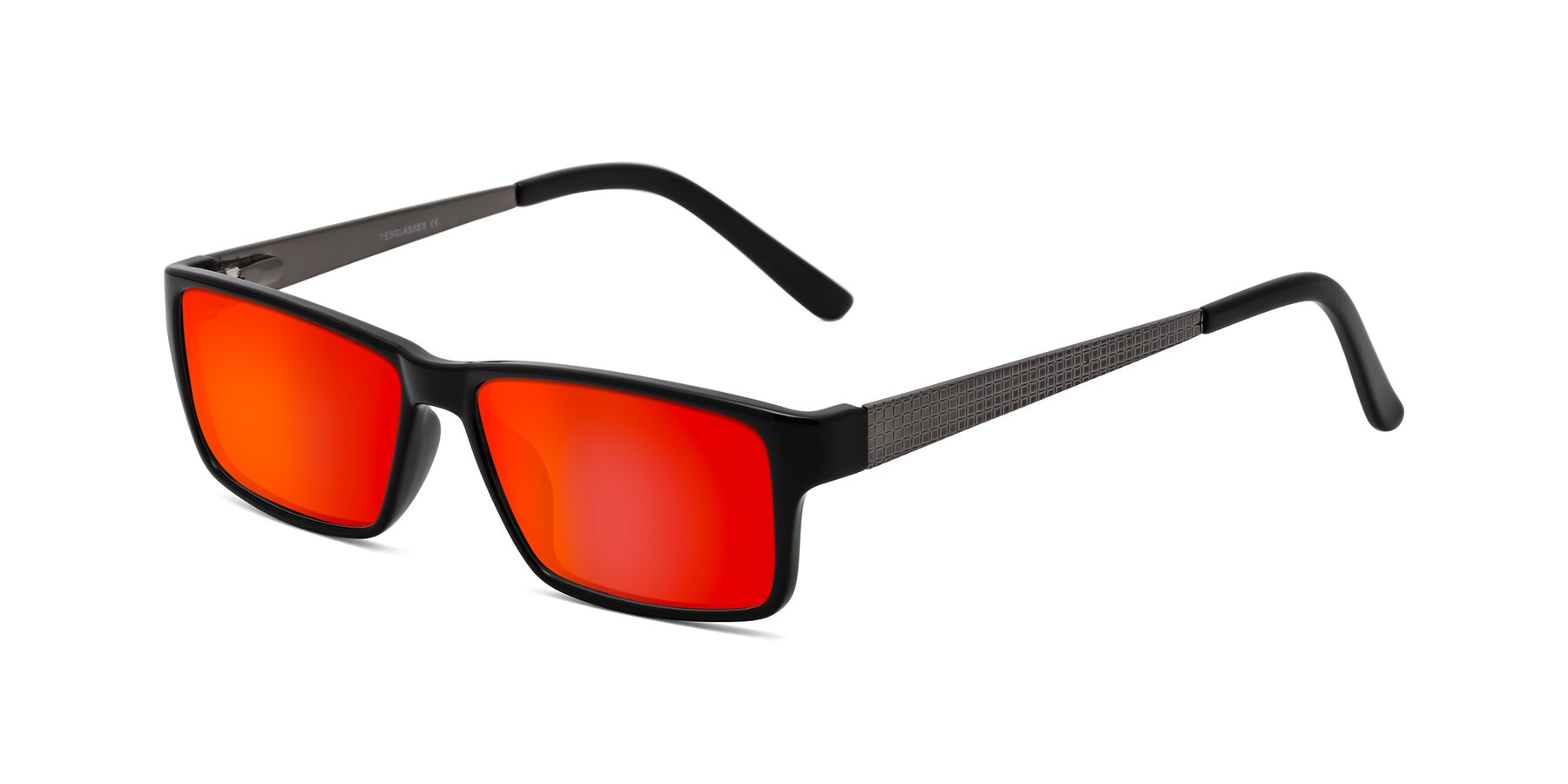 Angle of Natural in Black with Red Gold Mirrored Lenses